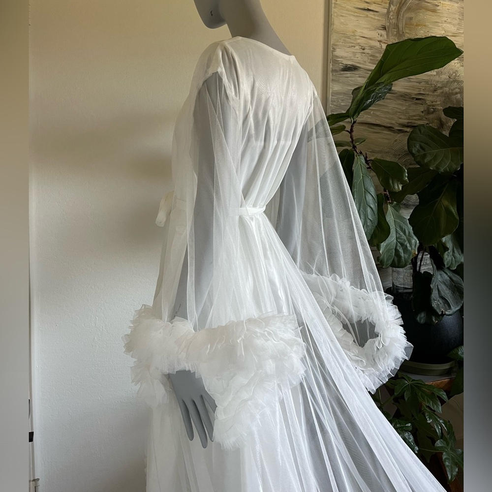 White Bridal Robe with train and cami